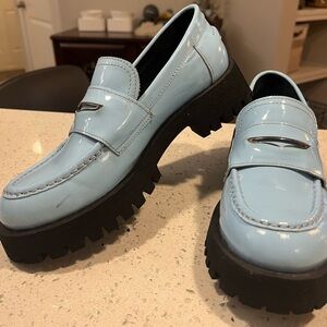 Steve Madden Sky Blue Loafers with Black Soles